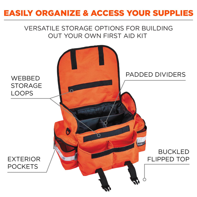 Ergodyne Arsenal 5210 Small Medic First Responder Trauma Duffel Bag with Shoulder Strap, Orange First Responder EMS Jump Bag - Polyester - 15L