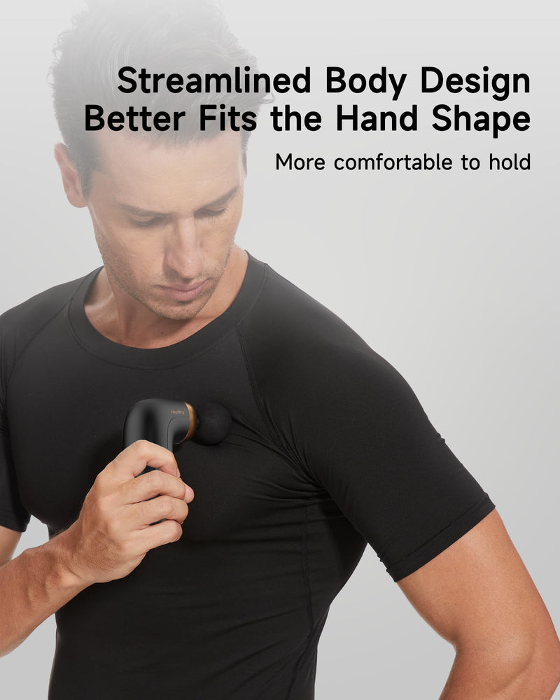 [Australia - AusPower] - HEYCHY A1 Super Mini Massage Gun, Percussion Deep Tissues Muscle Massager, Travel Massage Gun, Compact Sports Massager, Portable Handheld Massager for Office, Home, Athletes(Black) Black 