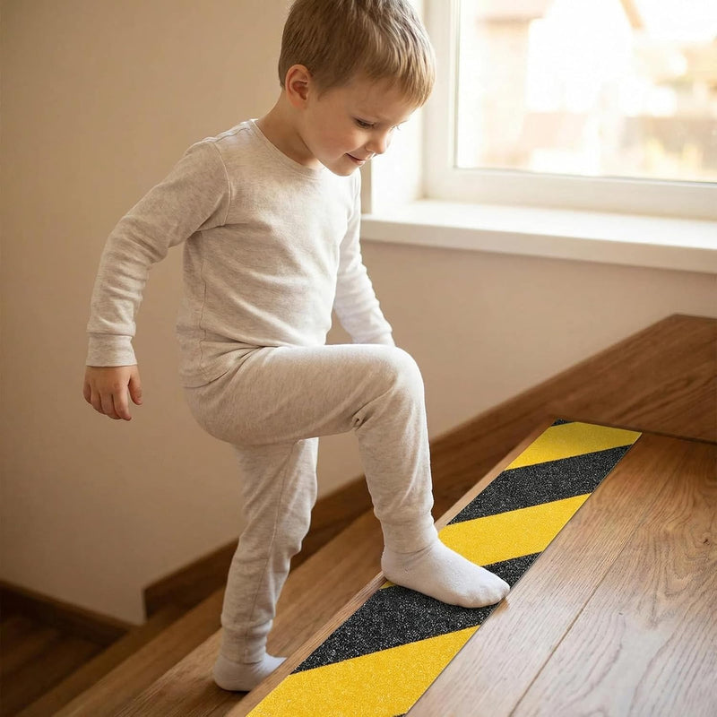 Anti Slip Traction Tape, Heavy Duty Grip Tape for Outdoor Stairs Step Treads Floors, Safety Non Slip Roll Waterproof Caution Black Yellow 2 Inch x 35 Ft