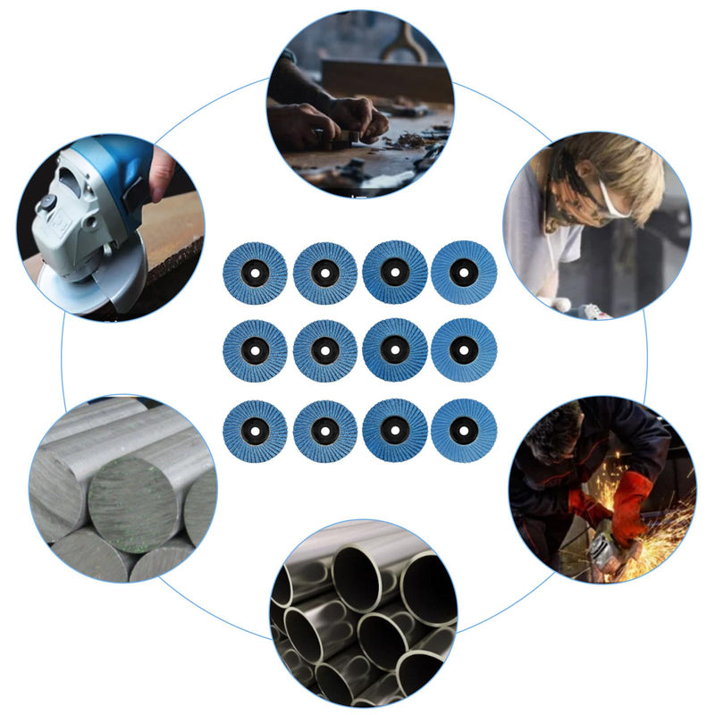 [Australia - AusPower] - HAPPOW Pack of 12 Flap Discs 76 mm, Sanding Discs for Angle Grinder, 3 Inch Flap Disc, Grit 40/60/80/120, Flap Grinder Set for 10.8-12 V Angle Grinder (Blue) 3 inches 
