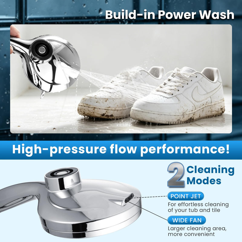 High Pressure Magnetic Shower Head with handheld - Filtered, 10 Spray Modes, 5" Large Face, Power Wash for Bathroom Cleaning, Handheld Showerhead with Extra Long 72" Hose [2026 Upgraded]