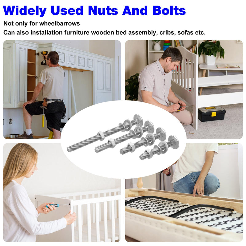 [Australia - AusPower] - Wheelbarrow Bolt Nut Kit Replacement Wheelbarrow Handle Part 5/16 Nut Bolt, 304 Stainless Steel Carriage Bolts and Nuts Kit - (12 Pack) 