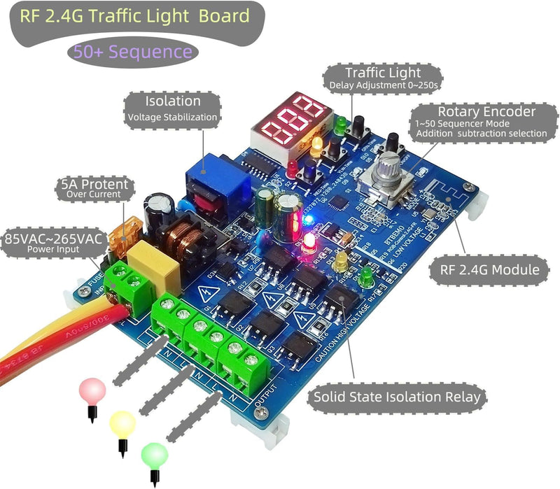 [Australia - AusPower] - ENDMAN Traffic Light Controller Sequencer with 39+ Sequences 3 Channel 80VAC-260VAC Complete Accessories LED Display 