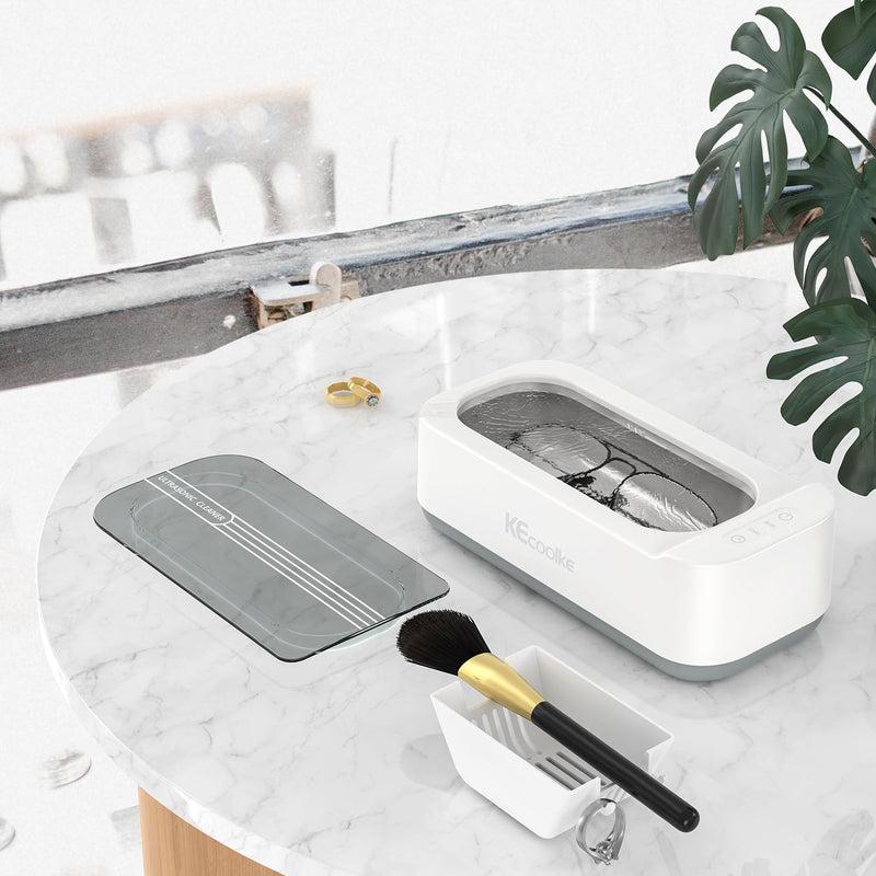 [Australia - AusPower] - KECOOLKE Ultrasonic Jewelry Cleaner, 400ml Sonic Cleaner with Digital Timer for Eyeglasses, Rings, Coins, Silver, Denture Ultrasonic Cleaner Solution for Gifts 