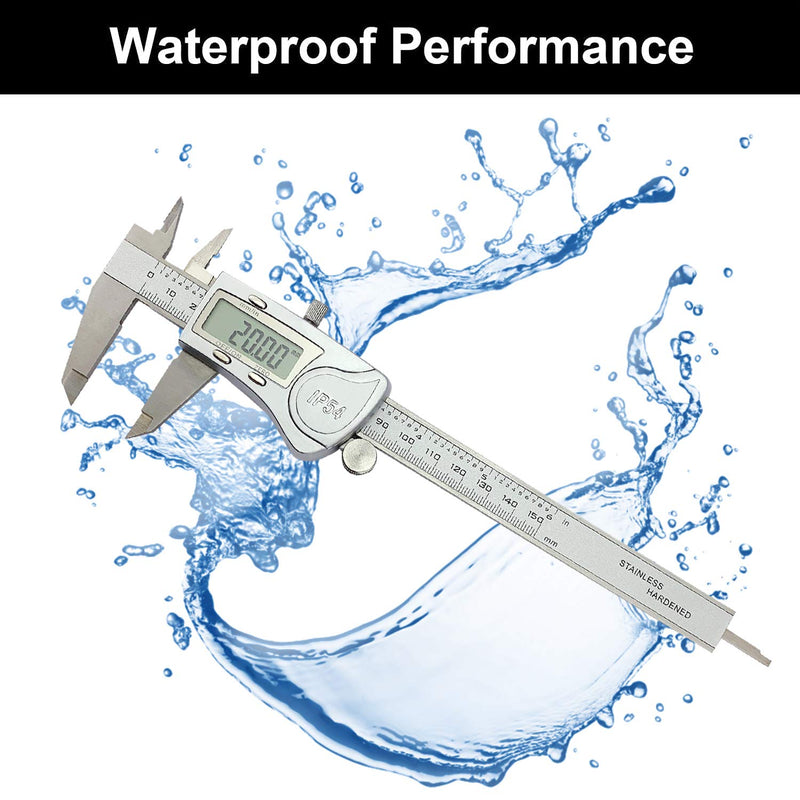 [Australia - AusPower] - NORTOOLS Digital Caliper Measuring Tool,150mm/ 6” Stainless Steel IP54 Waterproof Electronic Micrometer Caliper with Large LCD Display for Jewelers, Woodworkers 
