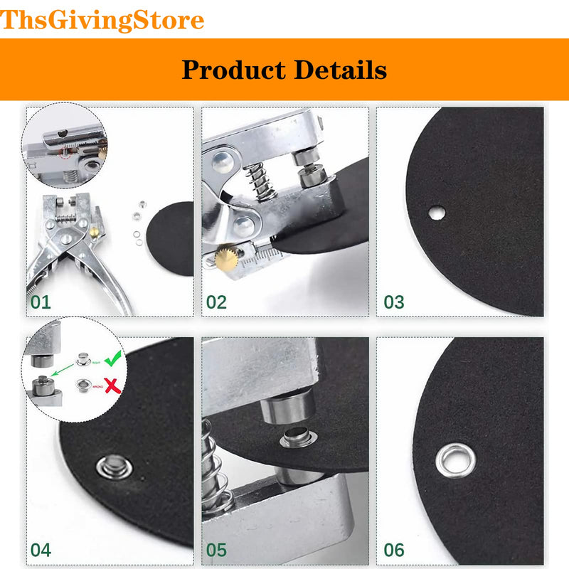 100PCS Eyelets/Grommets Tool Kits with 3/16 Inch Eyelet Hole Punch Pliers,Metal Grommet Kit with Plastic Storage Case Perfect,Grommet Eyelet Plier Set for Leather Cloth Shoe Eyelet Repair DIY Crafts