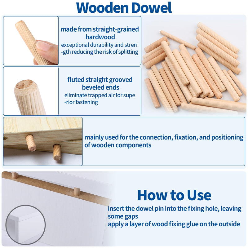 [Australia - AusPower] - 285Pcs 3-in-1 Eccentric Wheels Kit, Furniture Cam Lock Fasteners with Dowel, Pre-Inserted Nut, Wood Dowel Pins, Screw Caps, Nut & Bolt Assortment Set Compatible with IKEA 