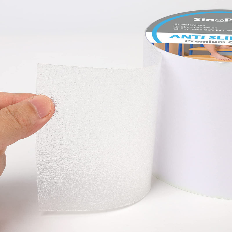 Clear Non Skid Tape 4Inch x 30FT Grip Tape Heavy Duty Waterproof Non Slip Roll Easy to Cut Waterproof for Stairs Safety Non Skid, Comfortable for Bare Foot Clear