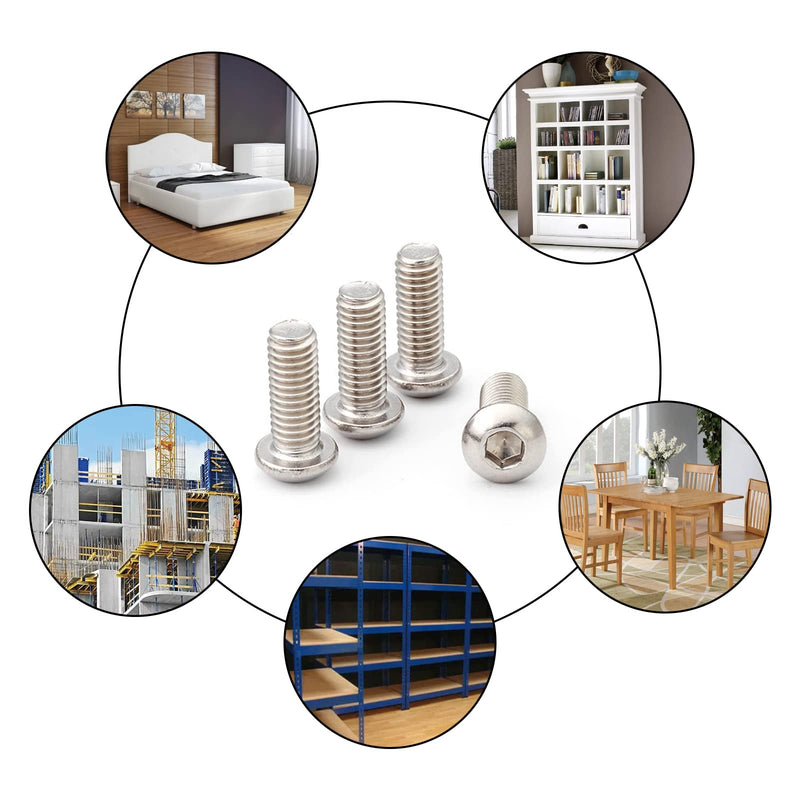 [Australia - AusPower] - 50 Pcs 1/4-20 x 1" Button Head Socket Cap Bolts Screws,304 Stainless Steel 18-8,Allen Socket Drive,Bright Finish,Fully Machine Thread (1/4-20 x 1 50pcs) 1/4-20 x 1 50 pcs 