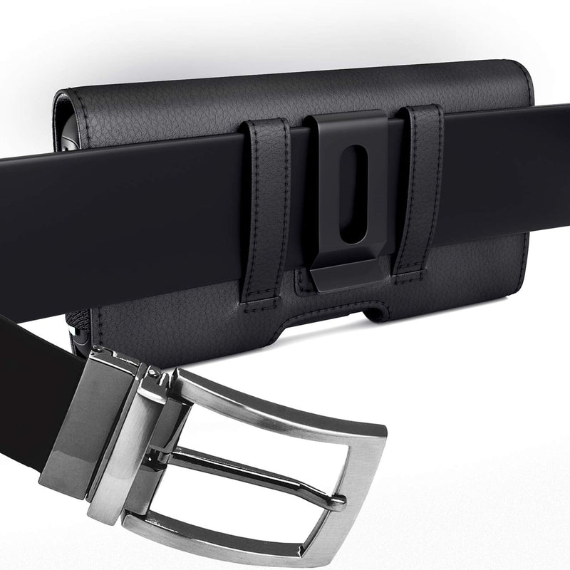 [Australia - AusPower] - PiTau Holster for iPhone 15 15 Pro 14, 14 Pro, 13 Pro, 13, 12 Pro, 12, iPhone 11, XR - Premium Cell Phone Case with Belt Clip [Magnetic Closure] ID Card Holder Pouch (Fits Otterbox Commuter Case on) Medium Black 