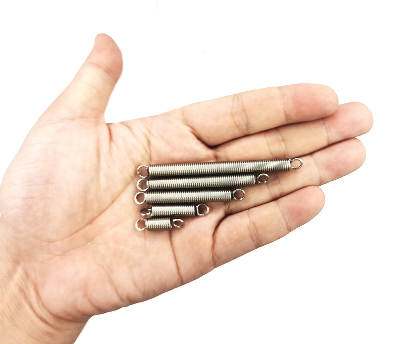 [Australia - AusPower] - 60pcs Extension Spring Assortment Kit, 0.035" Wire Diameter, 1/4" Outside Diameter, 13/32" to 2-1/4" Length, Stainless Steel Mechanical Small Extension Springs with Hook Ends 