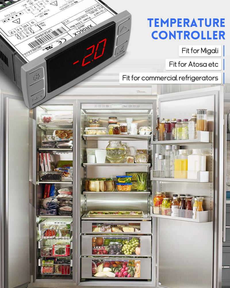 [Australia - AusPower] - Fit for Dixell XR06CX-4N1F1 Temperature Controller with Temperature Sensing Probe，Digital Thermostat Controller Fit for 120V 50-60hz Commercial Refrigerators/ Freezer 