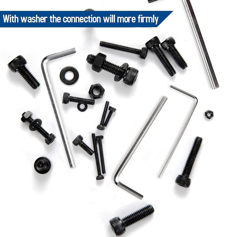 [Australia - AusPower] - NINDEJIN M2 M3 M4 M5 Hex Socket Head Cap Screws Assortment Kit, Machine Screw Bolts, Nuts, Washers & Wrench (880pcs Stainless Steel+1060pcs Carbon Steel) 
