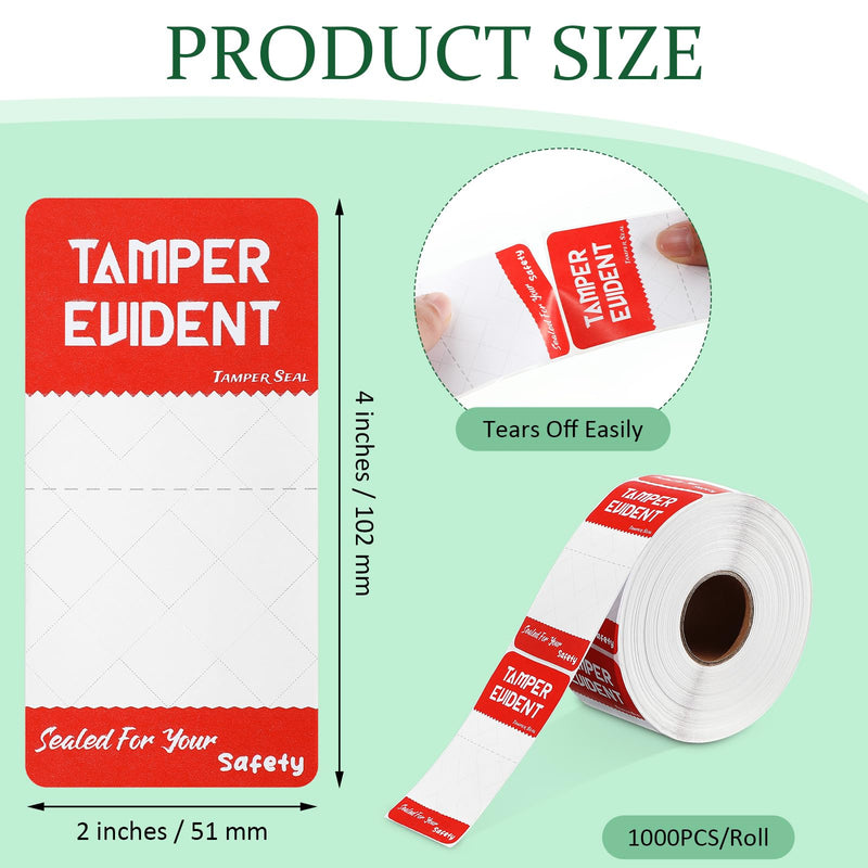 1 x 1000 Pcs Tamper Evident Stickers 2" x 4" Thermal Printer Sticker Paper Seal Tamper Proof Stickers for Drivers Safety Seal Writable Delivery Label (Red) Red