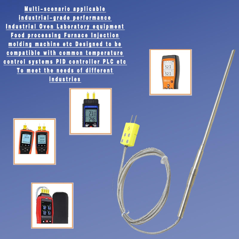 [Australia - AusPower] - TL1917SL Type K Thermocouple Probe 0.13in/6in,40in /-50°F 1100°F k Type Temperature Sensors 2 Pieces 