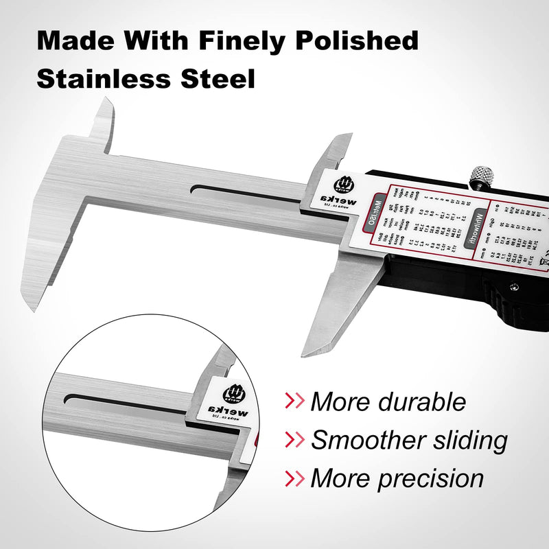 [Australia - AusPower] - Digital Caliper, 0-6 Calipers Measuring Tool, Micrometer Caliper with 0.001High-accuracy,Inch/Fraction/Millimeter Conversions Button,4 Measuring Ways, Stainless Steel Construction 6000150 