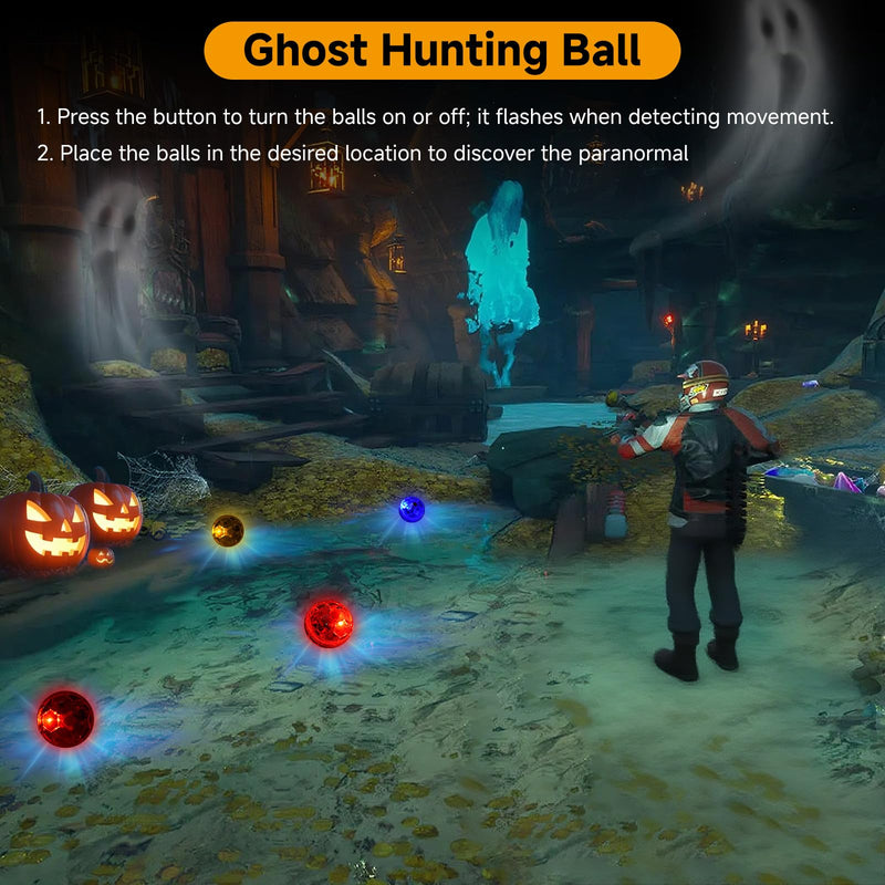[Australia - AusPower] - Ghost Hunting Equipment Tester with 4 Cat Balls, Hand-held Digital LCD Paranormal Investigation Instrument for Home, Office & Outdoor Spirit Inspections Ideal for Gifts Kit 
