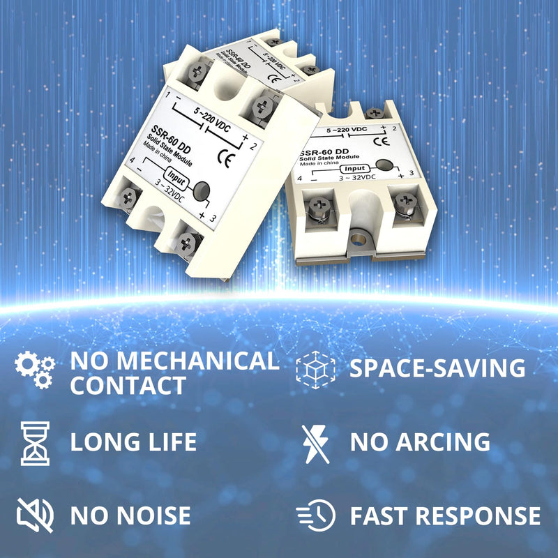 4PCS Solid State Relay ，MAKERELE SSR-25DA Input 3-32V DC to Output 24-380V AC 25A Single Phase Semi-Conductor Relay Module 25A-DA 4