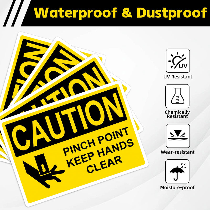 10 Pcs CAUTION Pinch Point Keep Hands Clear OSHA Label Decal - 5 x 3.5 Inch Vinyl Safety Warning Sign Stickers for Industry Machinery Workplace
