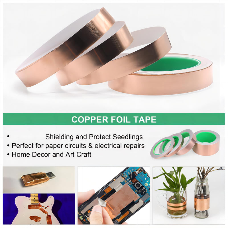 [Australia - AusPower] - BOMEI PACK Copper Foil Tape 1 Pack 1inch x 66ft with Conductive Adhesive for Guitar and Crafts, Soldering, Stained Glass, Electrical Repairs, Grounding 1in*66ft 