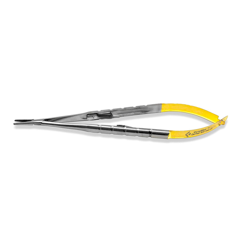 [Australia - AusPower] - Cynamed TC Castroviejo Micro Needle/Suture Holder Driver with Tungsten Carbide Inserts and Gold Ends - Premium Grade Instrument (5.5 in. Straight Jaws) 5.5 in. Straight Jaws 