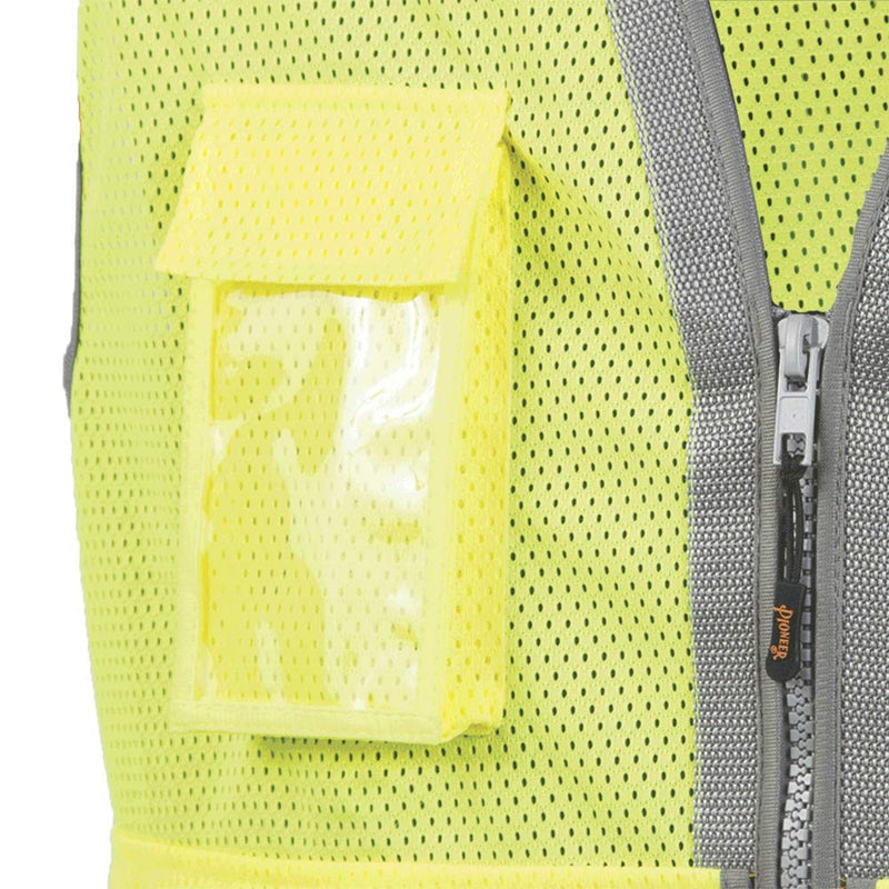 Pioneer Surveyor Safety Vest for Men – Hi Vis Reflective Neon, Cool Mesh, Padded Collar, 11 Pockets, Zipper, 2” Tape – Orange or Yellow/Green XX-Large Green