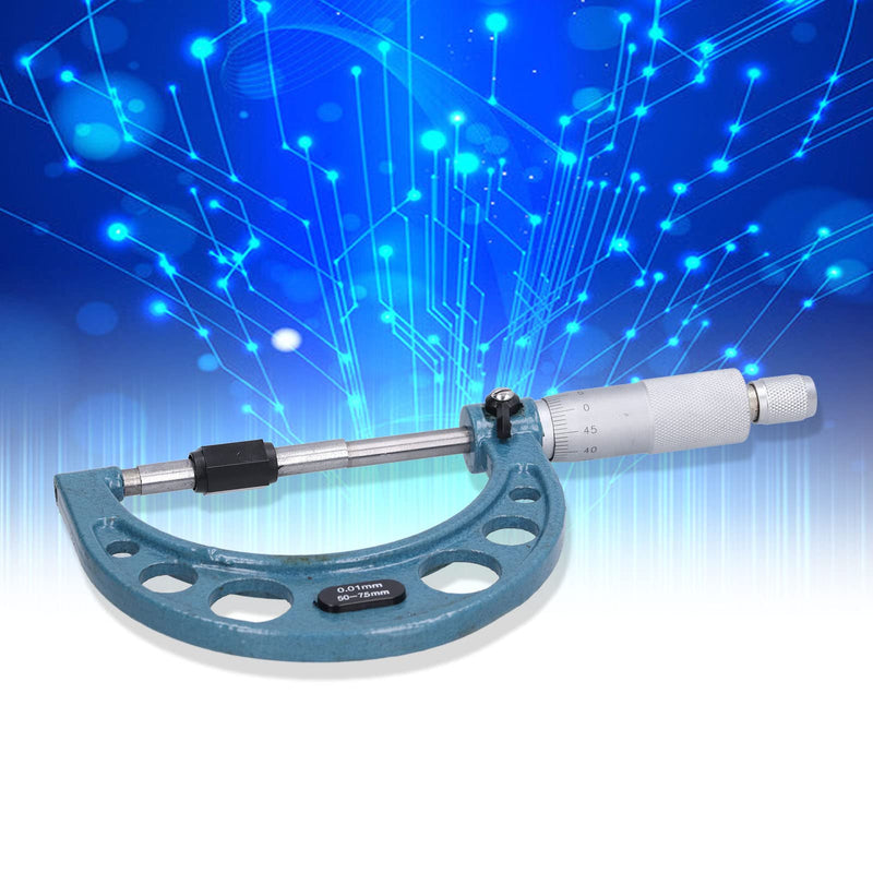 [Australia - AusPower] - External Micrometer, Thickness Micrometer, Stainless Steel, High Precision Thickness Measuring Tool with Wrench 0.01 mm (50-75 mm) 50-75mm 