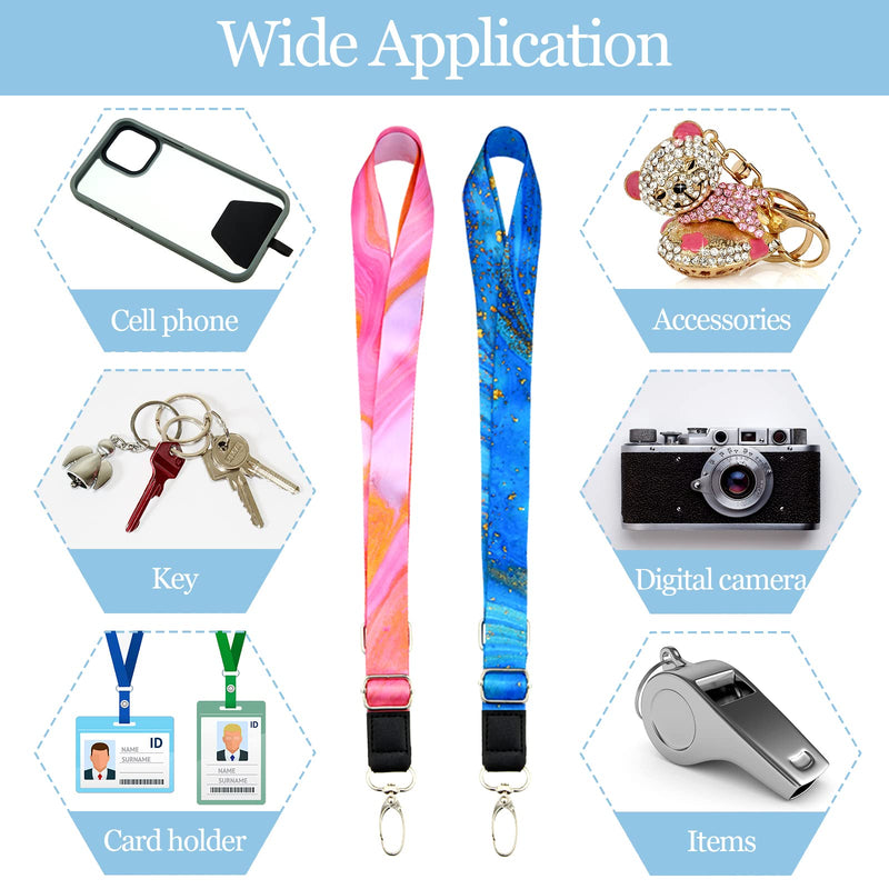 [Australia - AusPower] - Chinco 5 Pcs Cell Phone Lanyard Adjustable Universal Neck Straps with Phone Pads Phone Lanyard Crossbody for Phone Case Key ID Compatible with Iphone and Most Smartphones(Bright Color, Marble Pattern) Bright Color 