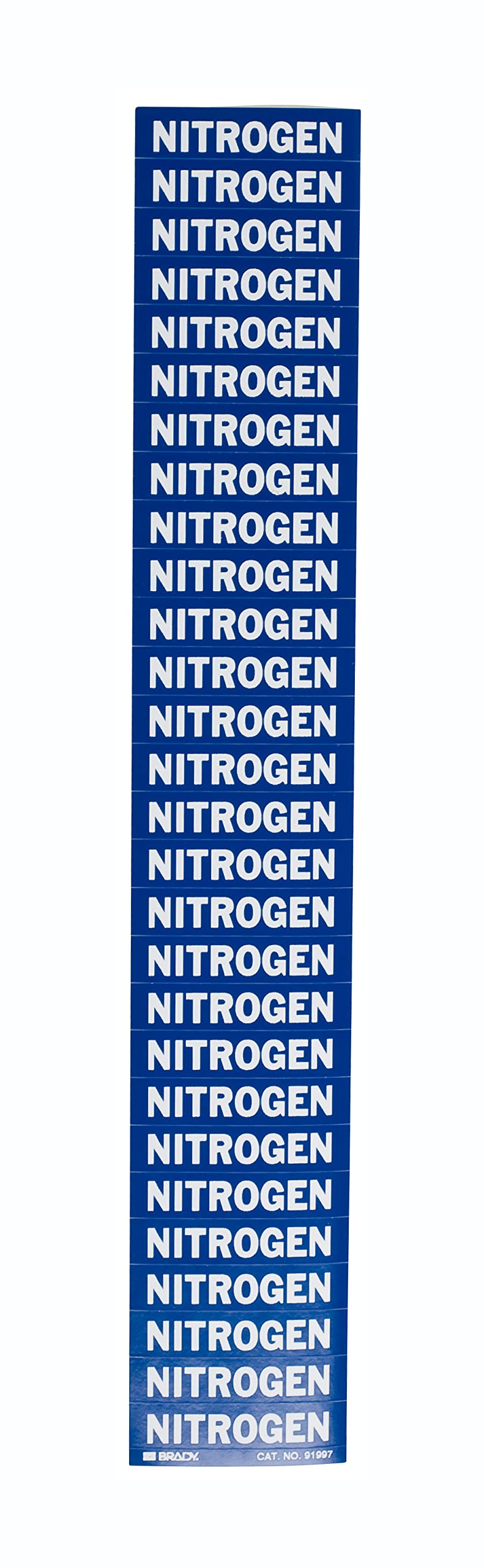 Brady 91997-PK, NITROGEN Pipe Marker White on Blue 28 per Card, 5 PK, Legend 'NITROGEN'