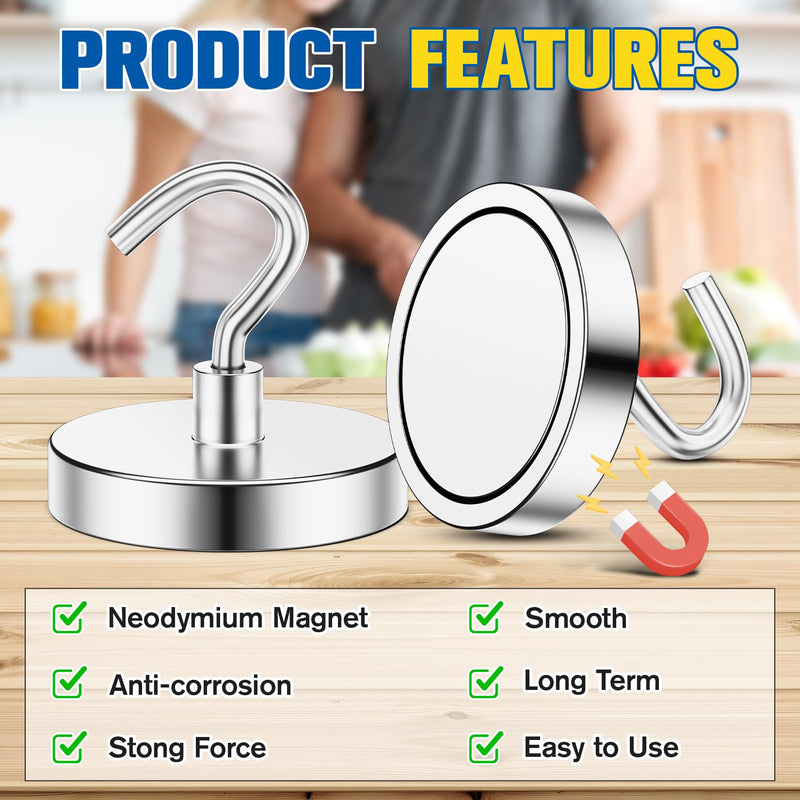 [Australia - AusPower] - Grtard 4Pack Strong Magnetic Hooks Heavy Duty, 110 Lbs+ Magnet Hooks for Cruise, Magnetic Hooks for Fridge, Garage, Hanging, Classroom, Grill, Cabins, Office, Home, Workplace and Kitchen. Silver 4 Pack 