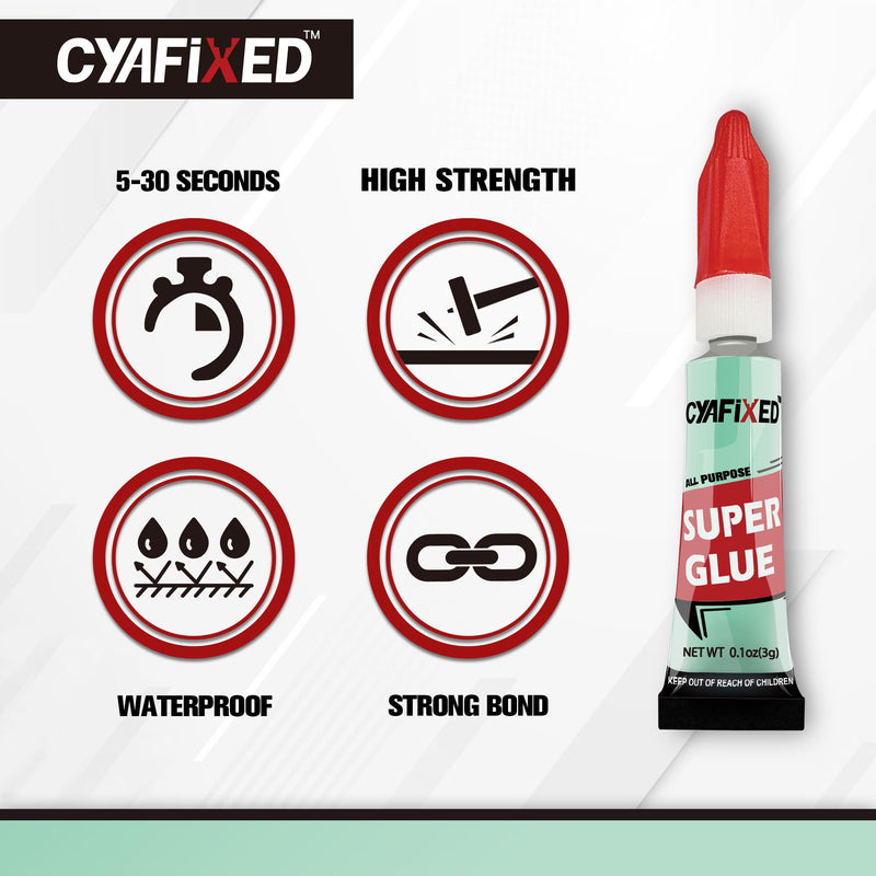 [Australia - AusPower] - Super Glue Liquid, All-Purpose Superglue, Cyanoacrylate Instant Adhesive for Plastic, Wood, Metal, Repair - Four 3 Gram Tubes, Clear 4 Pcs 