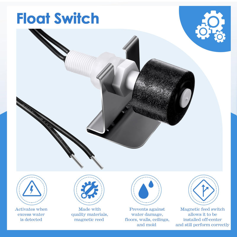 2 Pack SS3 Pan Float Switch with Condensate Overflow Detection, SS3 Condensate Overflow Switch, Water Leak Detector for HVAC System Drain Pans, Install on Primary and Auxiliary Drain Pans 2