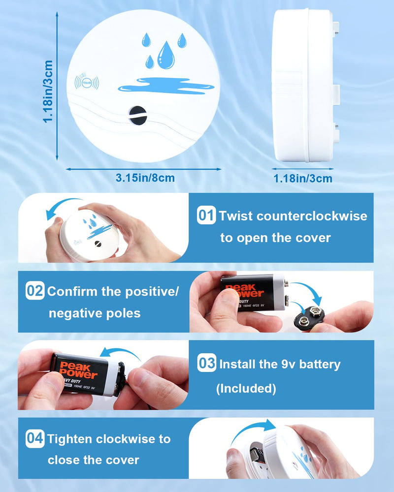 5 Pack Water Leak Detectors for Home, 100dB Waterproof Water Sensor Alarm Leak Detector for Basements, Bathrooms, Laundries, Sinks, and Windows(Battery Included) 5