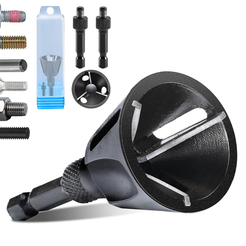 [Australia - AusPower] - Deburring External Chamfer Tool with 3 Carbide Blades, Tungsten Steel, Deburring Tool Remove Burr Tools,Bolt Thread Repair with Quick Release Shank Fit for 3/16"-1"(5mm-25mm) Larger 