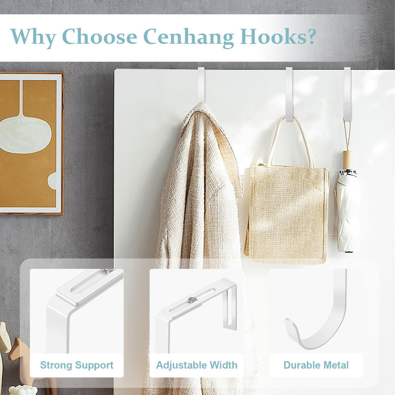 [Australia - AusPower] - Adjustable Cubicle Hooks, Over The Door Hooks, Premium Metal Cubicle Door Hangers, Fit 1 3/8" to 3 1/2" Panels Heavy Duty Holder for Clothes, Towels, Hats, White, 5 Pcs Large 5 Pack 