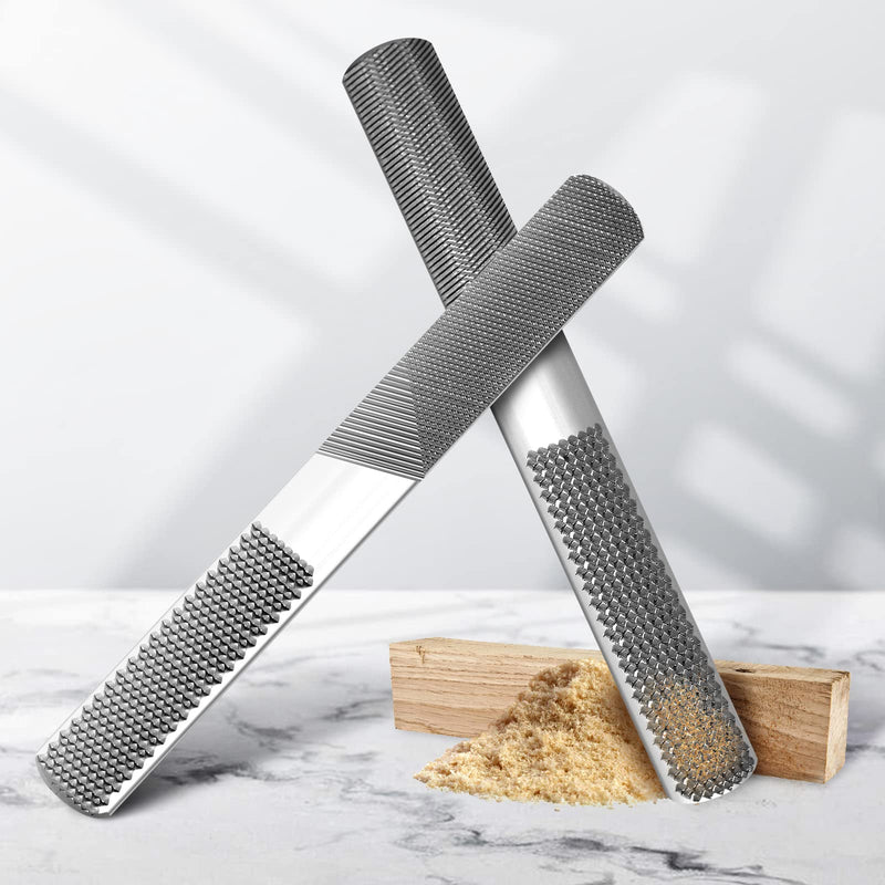 [Australia - AusPower] - 2PCS 8in 4 Way Wood Rasp File, Premium Grade High Carbon Hand File and Round Rasp, Half Round Flat & Needle Files, Multifunctional Hand File for Sharping Wood, Soft Metal, Plastic Tool 2 PC 
