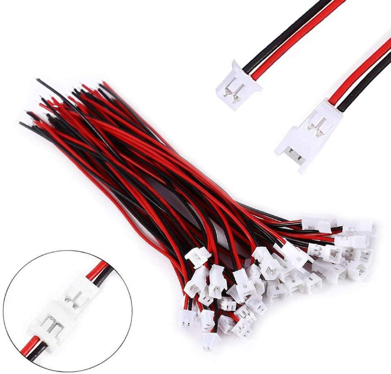 [Australia - AusPower] - Letool 30 Pairs JST 1.25mm 2 Pin Micro Male Female Connector Plug with Red Black Wire Cable 80mm 