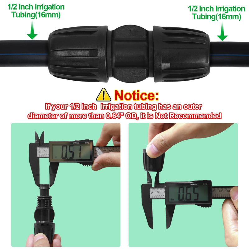 [Australia - AusPower] - 10 Pack 1/2 Inch Drip Irrigation Coupling Fittings (1/2" ID x 0.65" OD) - 1/2'' Drip Line Anti-Drop Barbed Lock Nut Coupler Connectors for 1/2 Inch Drip Irrigation Tubing Irrigation System 1/2" Drip Coupling 