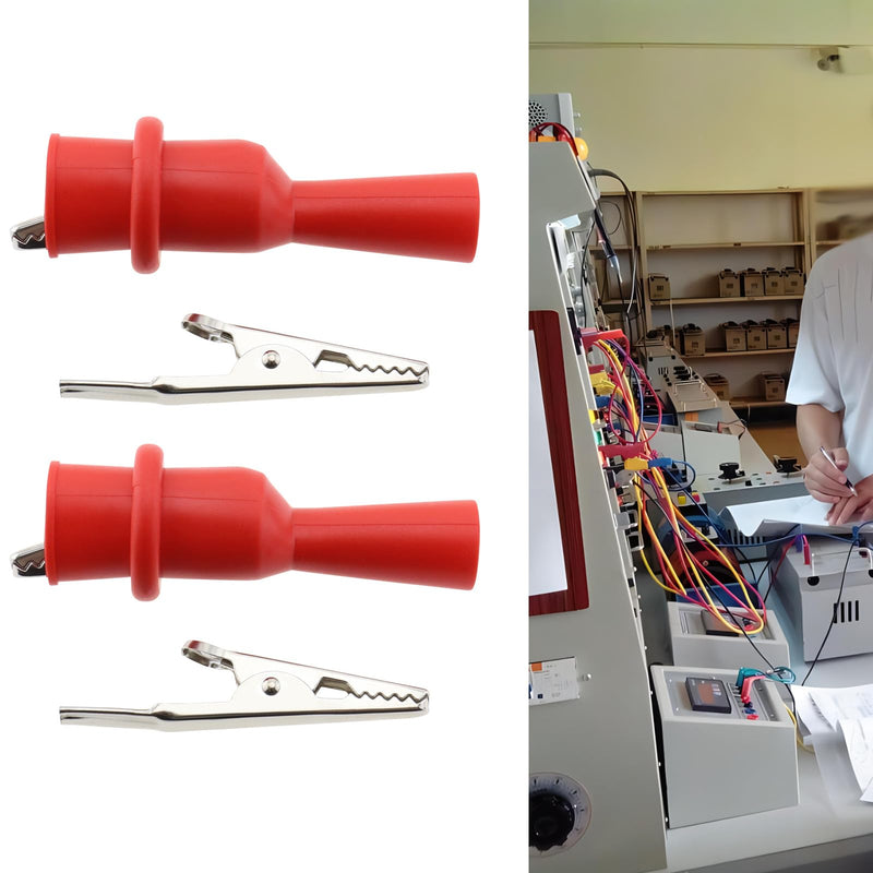 [Australia - AusPower] - 12PCS Multimeter Silicone Insulated Alligator Clips Set Including Red/Black Each 6 with 2mm Socket for Laboratory Electric Testing Work Cable Lead Clip 