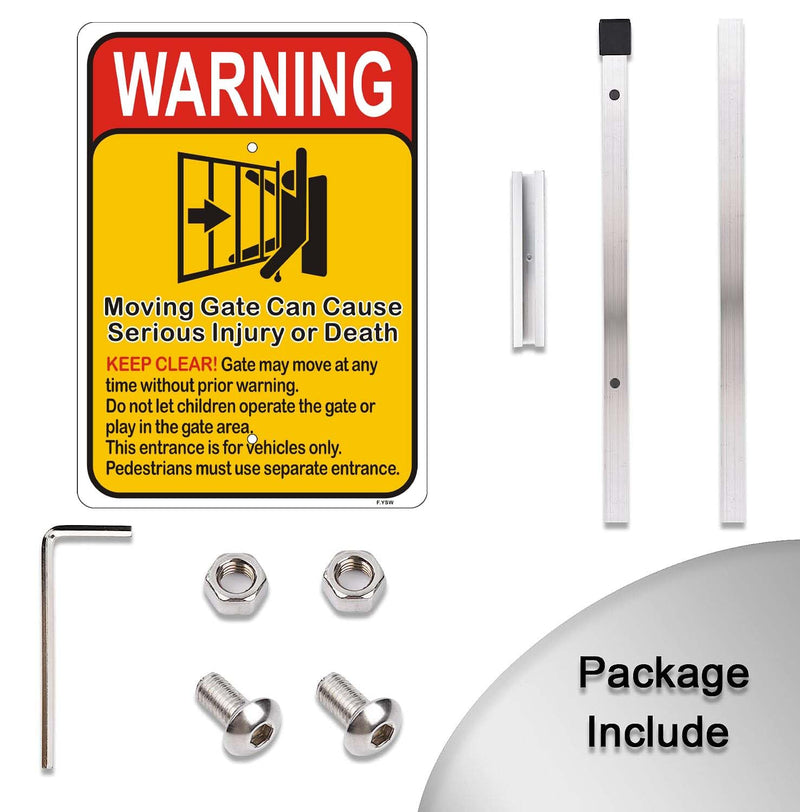 Moving Gate Can Cause Serious Injury or Death Sign Keep Clear Warning Automatic Door Safety Danger Security 10" x 7" With 28" Long Metal Stake Stand Aluminum Outdoor Use Yard Business Home