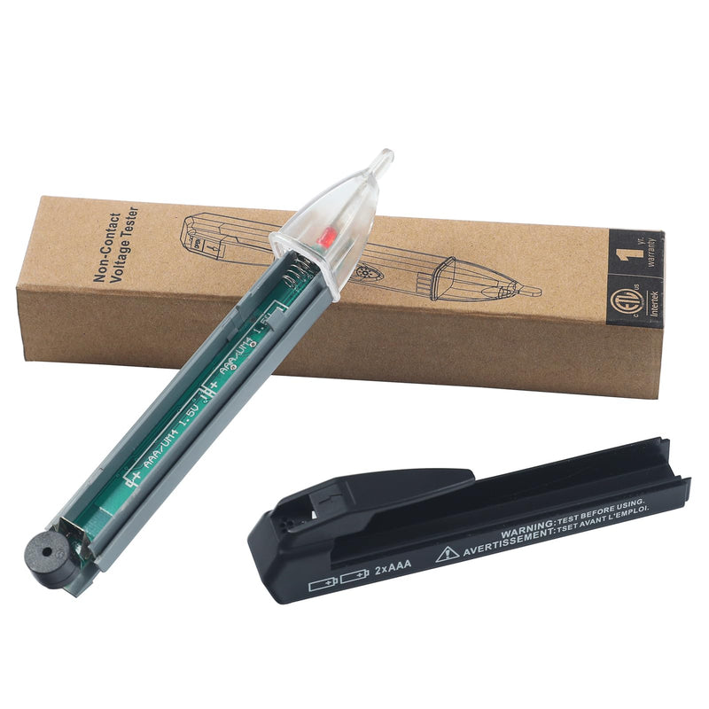[Australia - AusPower] - Non-Contact Voltage Tester Tools,LED Flashlight,Buzzer Alarm,AC Voltage Detector Pen,Test Range 60V - 1000V for Live/Null Wire Judgment Black+Grey+Transparent 