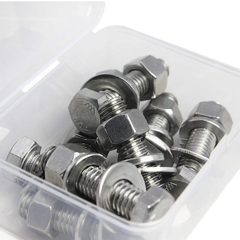 [Australia - AusPower] - SUNXULIMI 5/16-18 x 3" Bolts and Nuts Hex Head Bolts Screws, Nuts, Flat Lock Washers Hexagonal Head Bolt Stainless Bolts Machine Fully Thread Bright Assortment Kit 10Sets [5/16-18 x 3" (10Sets)] 