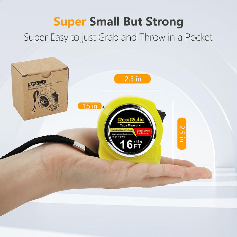 [Australia - AusPower] - Tape Measure with Fractions 1/8, Measuring Tape Extendable 16 FT, Easy Read and Small Measurement Tape, Local Design with Fractional Read, Great for Around The House and Carpenter 