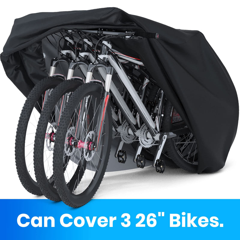 [Australia - AusPower] - Favoto Bike Cover Waterproof Outdoor Bicycle Cover for 2-3 Bikes UV Snow Wind Proof with Anti-Theft Lock Hole Reflective Straps Storage Bag for Mountain Road Electric City Bike 79x41.3x44 Inch Black 