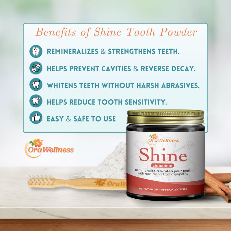 [Australia - AusPower] - Shine Remineralizing Tooth Powder with Hydroxyapatite, Made in The USA, Flouride Free Tooth Repair, Natural Teeth Whitening Powder, Teeth Polish & Stain Remover, Cinnamon 