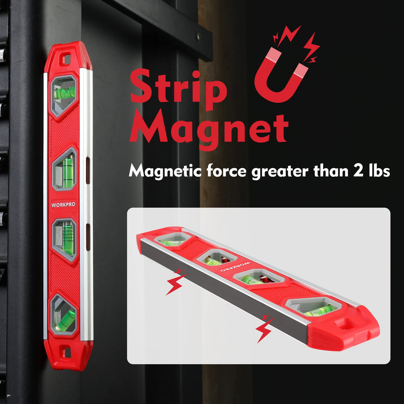 [Australia - AusPower] - WORKPRO 12 Inch Torpedo Level & EverBrite 2000LM Magnetic Work Light Rechargeable LED 