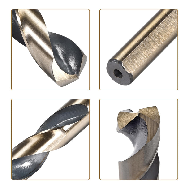 uxcell 2pcs Reduced Shank Twist Drill Bits 25mm Black Nitride & Gold Titanium Coated High Speed Steel 4341 with 12.7mm (1/2") Shank for Stainless Steel Alloy Metal Plastic Wood 25mm x 12.7mm 2