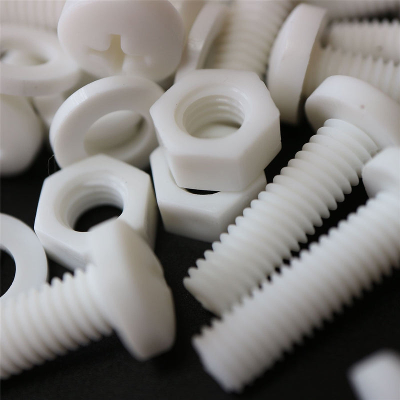 [Australia - AusPower] - 20 x White Pan Head Screws Polypropylene (PP) Plastic Nuts and Bolts, Washers, M6 x 20mm, 15/64 x 25/32 
