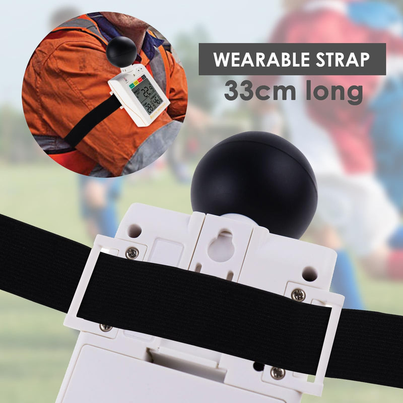 [Australia - AusPower] - Wearable 2-in-1 WBGT + HI Heat Index Checker Wet Bulb Globe Temperature Heat Stress Meter Air Globe Temperature Humidity Tester with Dangerous Level Indicator Audible Alarm 