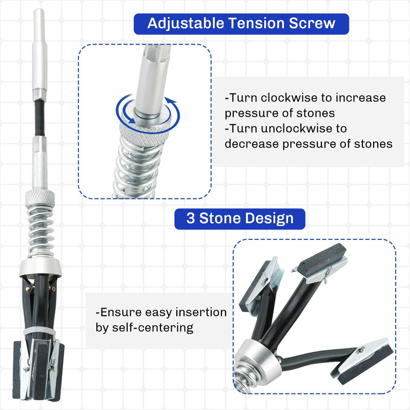 [Australia - AusPower] - 2PCS Engine Cylinder Hone Tool | 1" to 2-3/4" and 1-1/4" to 3-1/2" Diameter Adjustable Deglazer with Extra 6PCS Stones 220 Grit Engine Cylinder Hone Set for Grinding Holes (1-1/8" and 2") 1-1/8" and 2" 